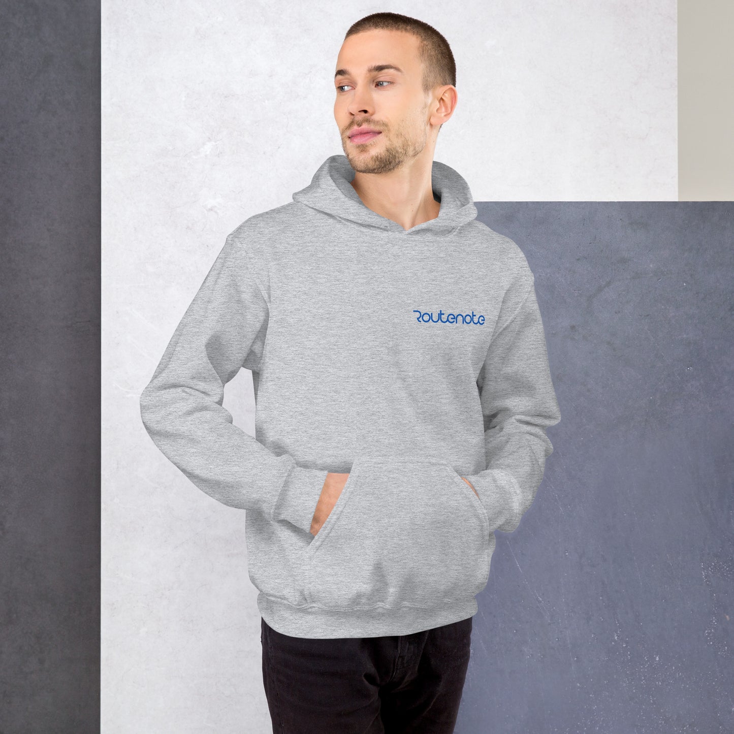 RouteNote Unisex Hoodie - Blue Text