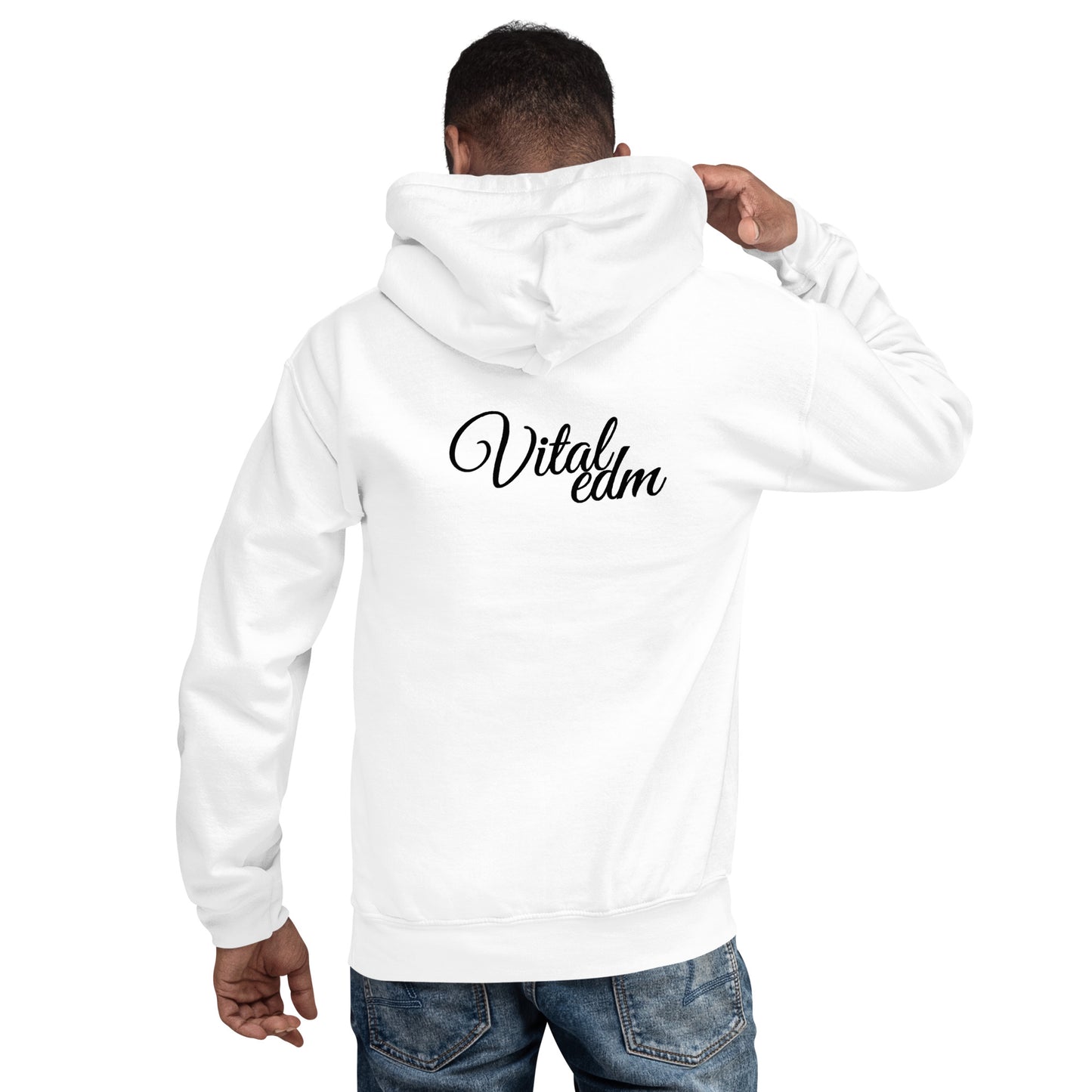 Vital EDM Unisex Hoodie - Front and Back (Black Logo)