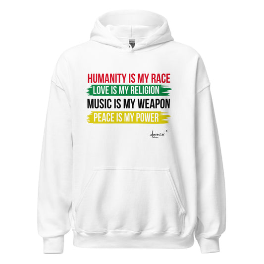 Humanity is my Race - Alonestar Hoodie in White