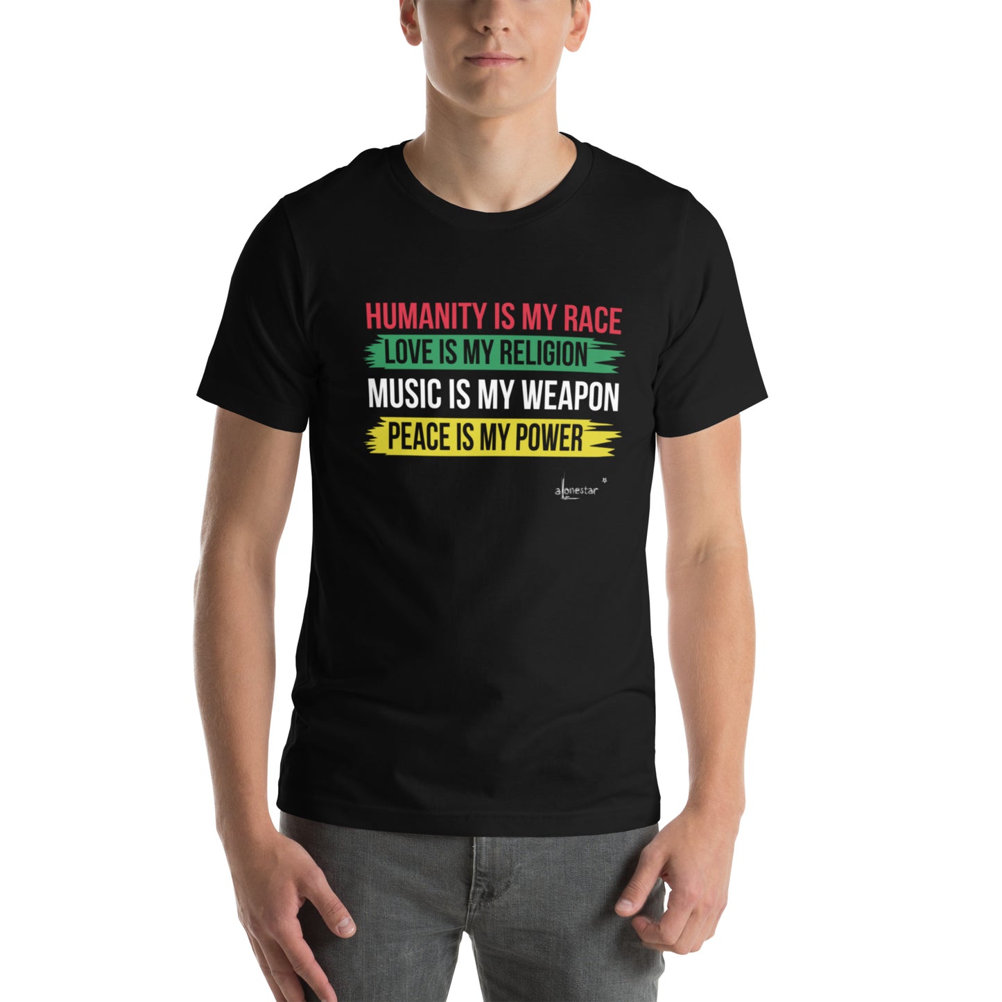 Humanity is my Race Alonestar T-Shirt in Black