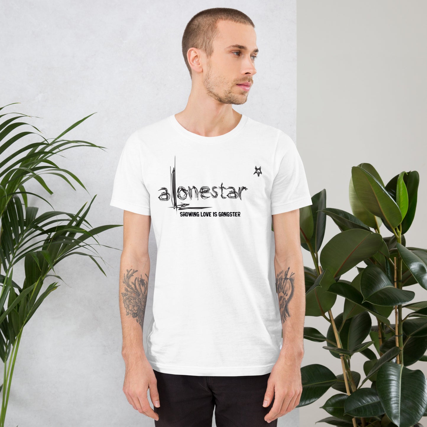 Showing Love is Gangster Alonestar T-shirts - Black Logo